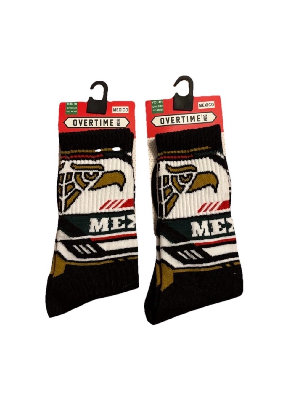 NWT Set Of 2 Youth Unisex Overtime Mexico Crew Socks - One Size